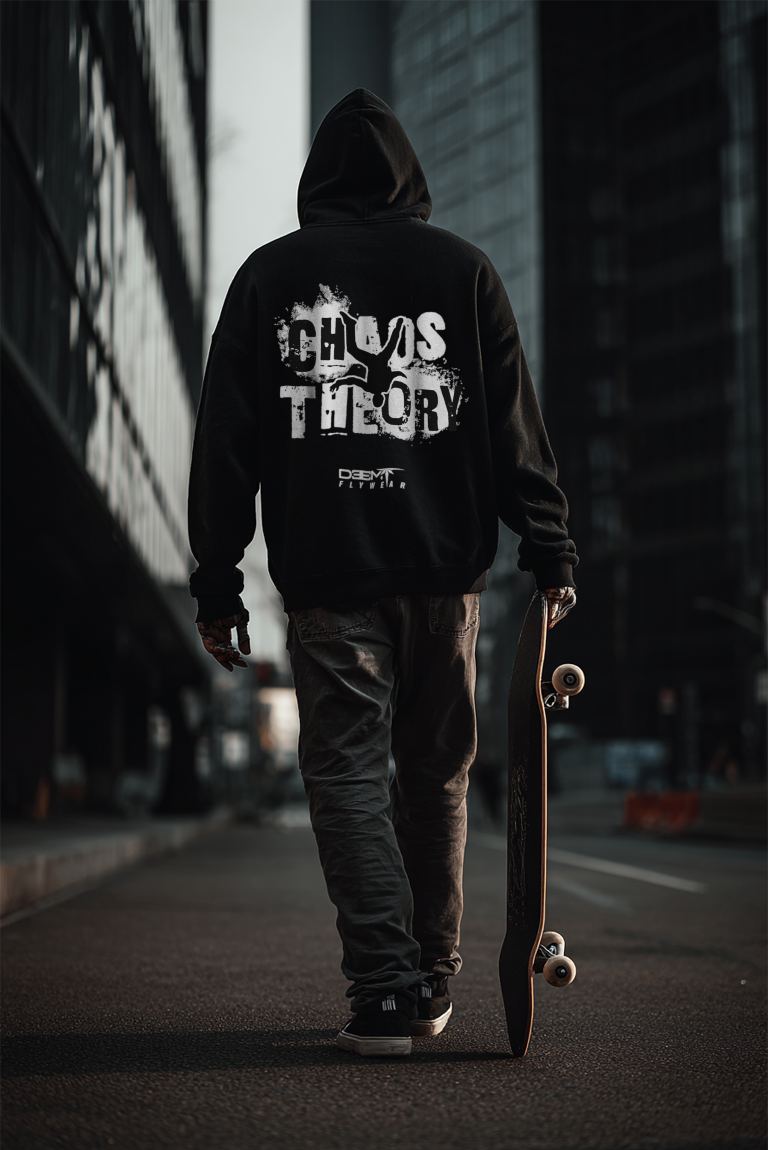 A Japanese/American male model is wearing a Black hoodie