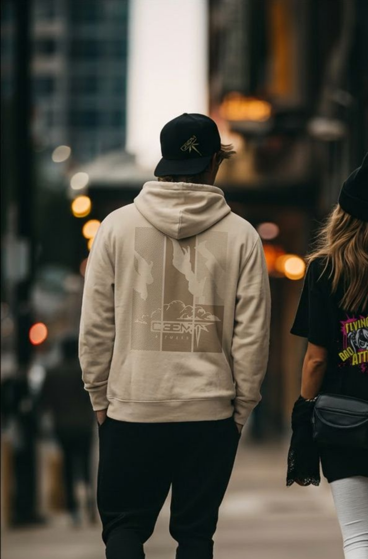 Men's Halftone Organic Cotton Hoodie - Khaki Skydiving Design